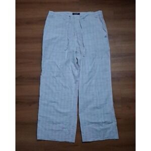 Mens Southpole Linen Blend Drawstring Plaid Frayed Hem Chino‎ Pants